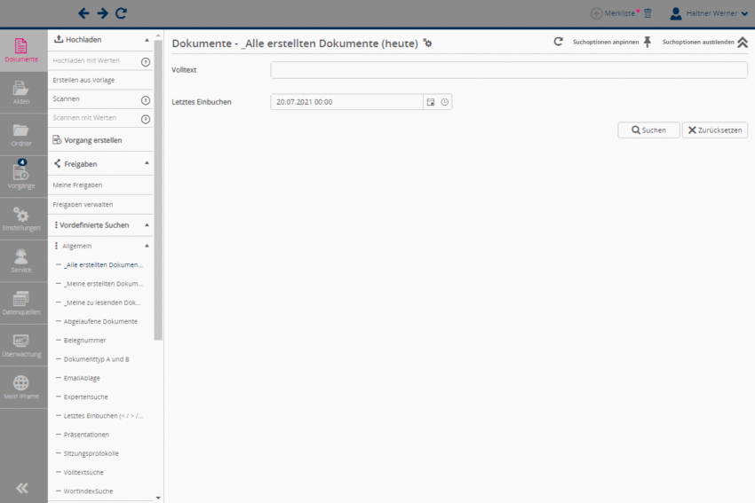 Grafik: MWC 4.0.40 Dokumente in Ordner
