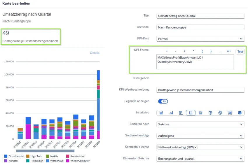SAP Business One Web Client – KPI-Berechnung des Bruttogewinns je Bestandsmengeneinheit mit eigener Formel
