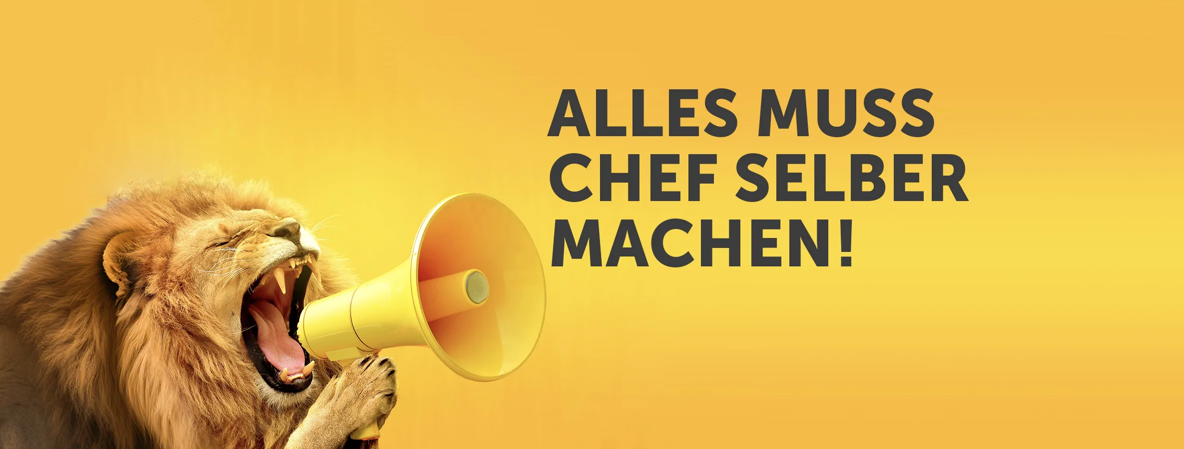 Löwe mit Megafon als Symbol für Vertrieb als Chefsache und die Frage nach einer eigenen Vertriebsabteilung