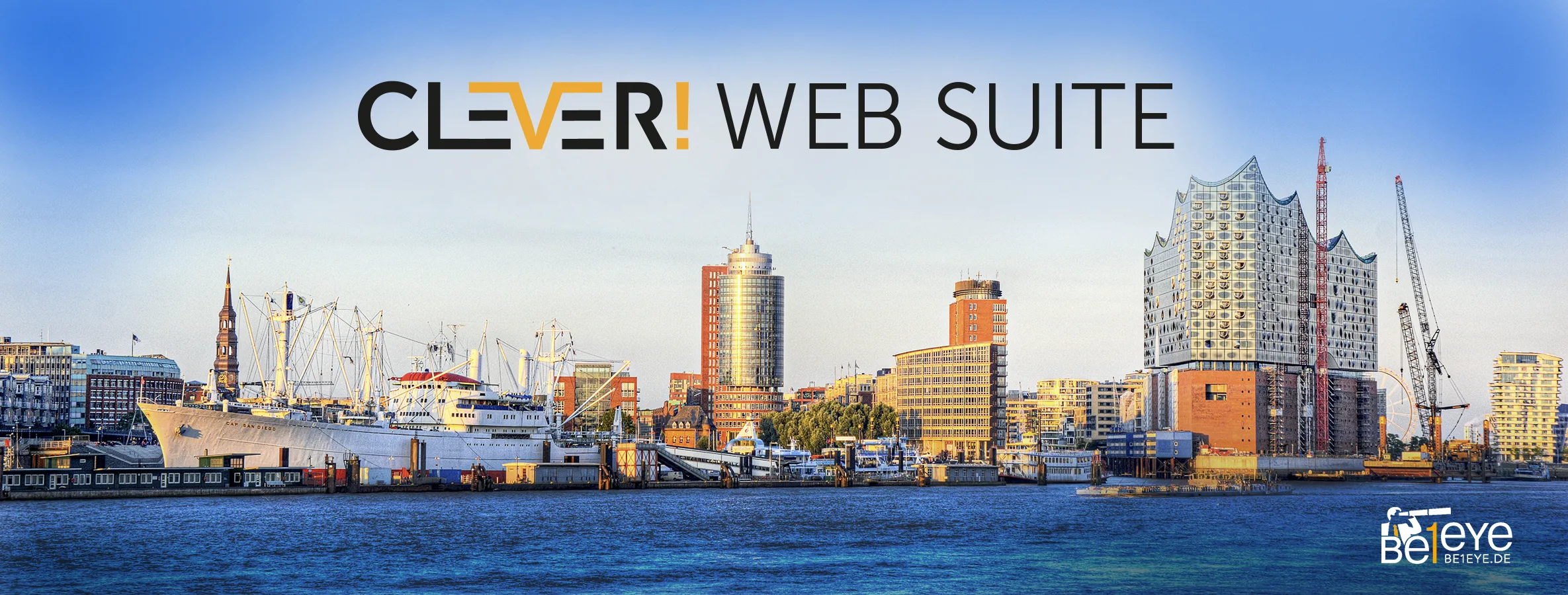 Clever!WebSuite für moderne Erweiterungen im SAP Business One Web Client vor der Hamburger Skyline