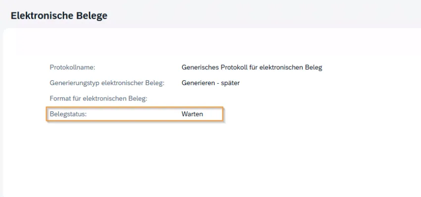 Belegstatus „Warten“ für einen elektronischen Beleg im SAP Business One Web Client