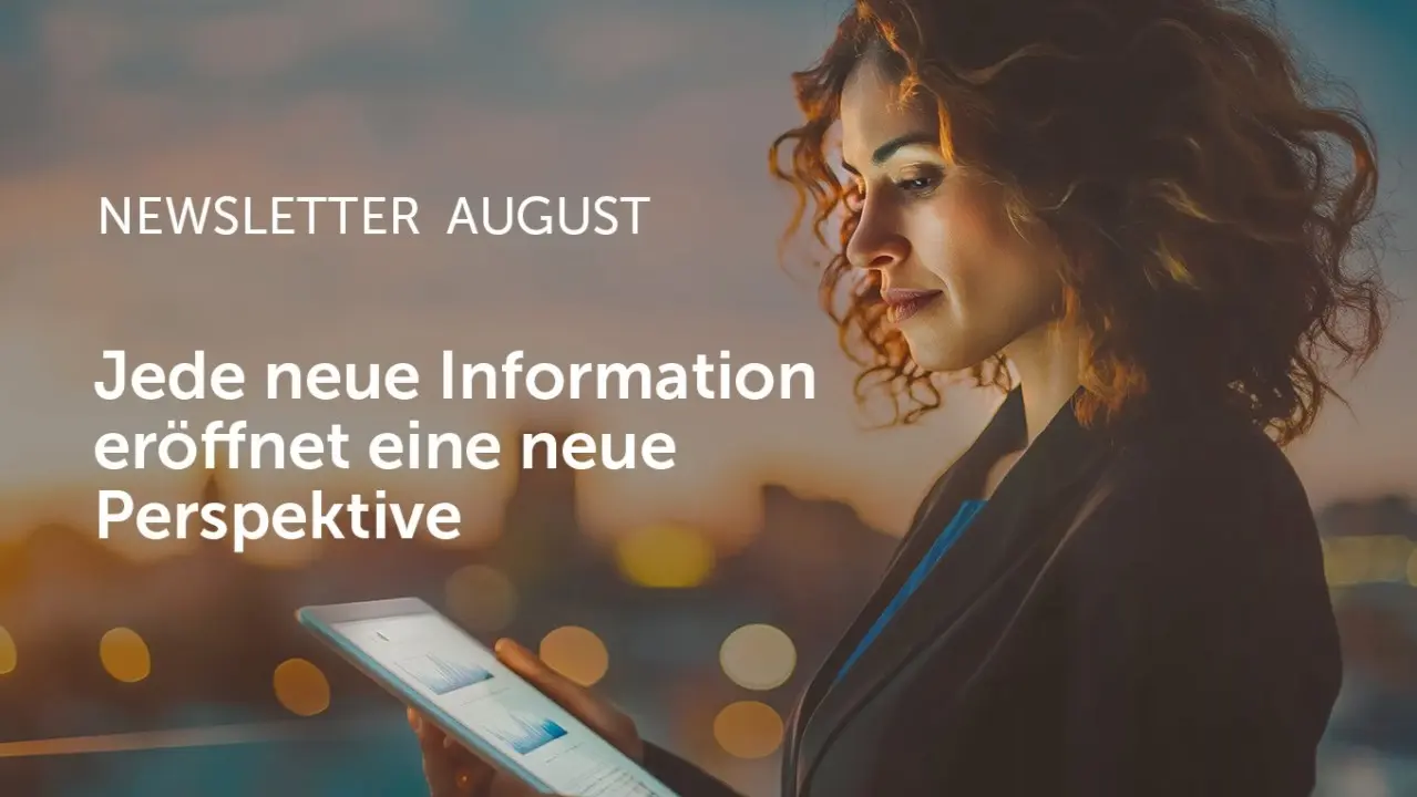 Geschäftsfrau mit Tablet – Be1Eye Newsletter August zu SAP Business One und Digitalisierung
